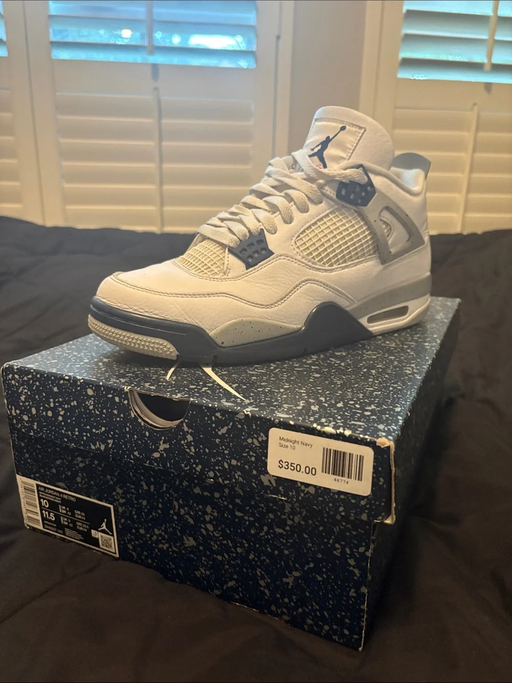 Jordan 4 Retro Men’s Sneakers - White/Gray/Navy Accents